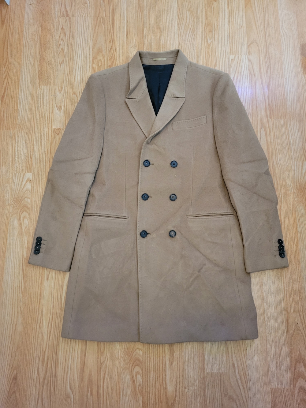 Men's Double-Breasted Tan Pea Coat
